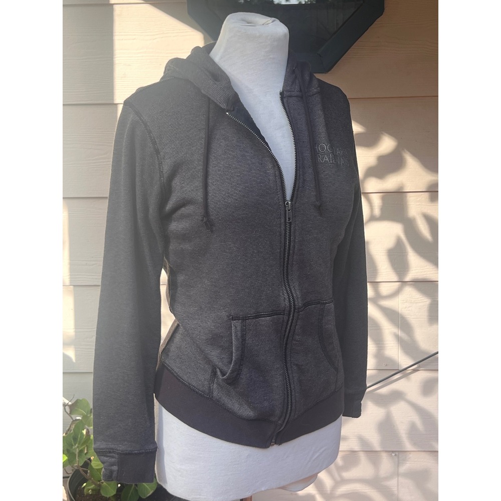 Harry Potter Hogwarts Railways Zip Up Hoodie‎ Charcoal Grey Stripe Universal M